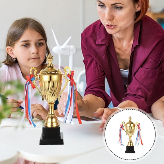 IBASETOY Golden Metal Trophy for Sports Match with Black Base and Cup Design 32.5cm