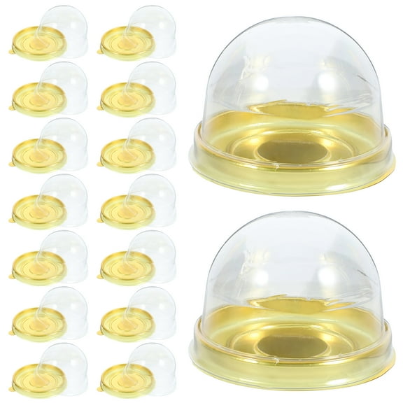 IBASETOY Golden Mini Cupcake Containers for Packaging with Transparent Cover and Sealing Effect 50pcs