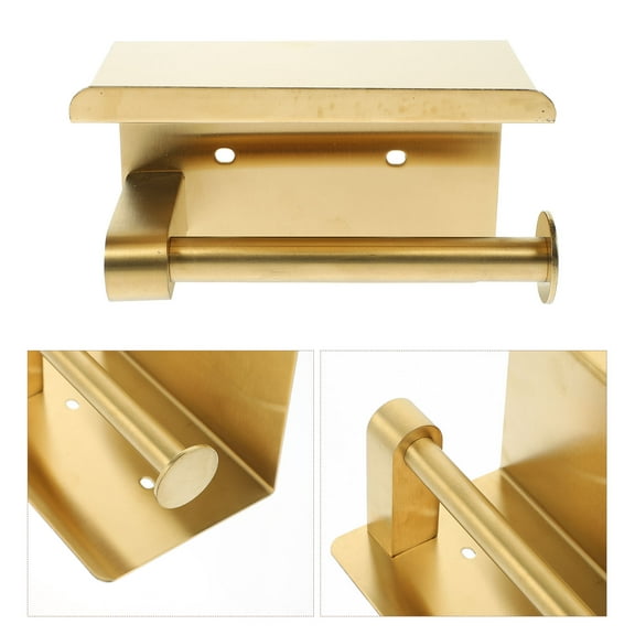 IBASETOY Toilet Paper Stands Wall Mounted Punch Free Installation Golden 1Pack