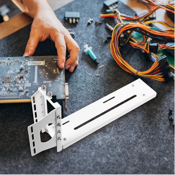 IBASETOY Vertical GPU Mount White Graphic Card Support Bracket for Large Computer Chassis with Right Angle Holder