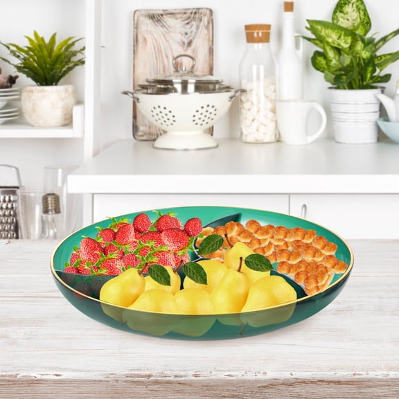 IBASETOY Pet Material Green Fruit Tray Plastic Storage Plate for Home Dessert Snack Serving and Display