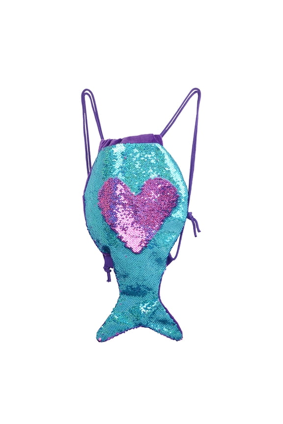 Sequin Drawstring Bag Mermaid Tail Shape Multipurpose Storage Pouch for Gym and Travel
