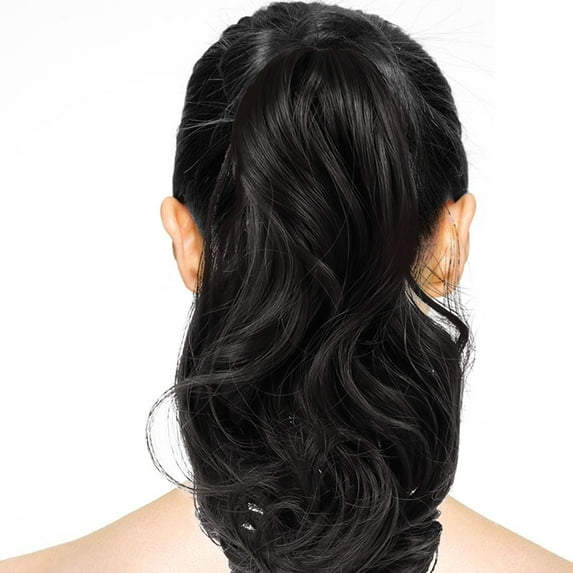 IBASETOY Claw Synthetic Hairpiece Black Clip in Ponytail Extension Soft Silky Fibers for Stylish Looks