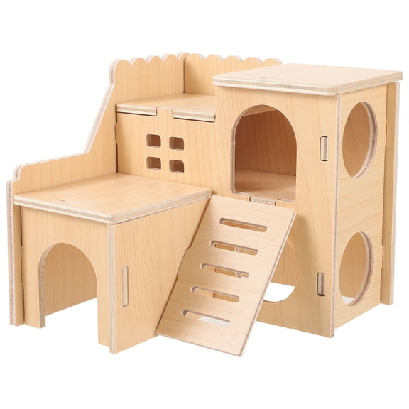 IBASETOY Hamster House Decor Mini Wooden Slide Toy Interactive Play Small Pet Hut 1Pcs