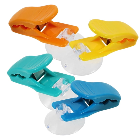 IBASETOY 4Pcs Suction Cup Clamp Holders for Bathroom Glass and Tile Multi Color