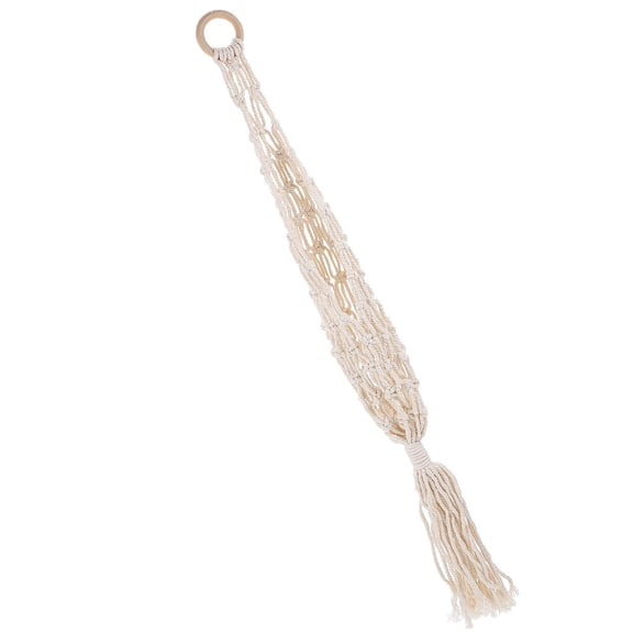 IBASETOY Beige Hanging Wall Fruit Basket Macrame Woven Storage for Potatoes Onions and Kitchen Organization