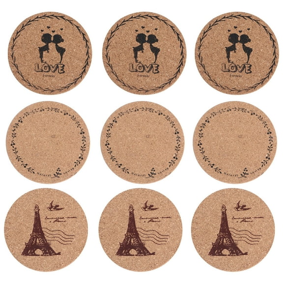 IBASETOY  Simple Cork Placemat for Home Heat-Insulation Brown 12Pcs