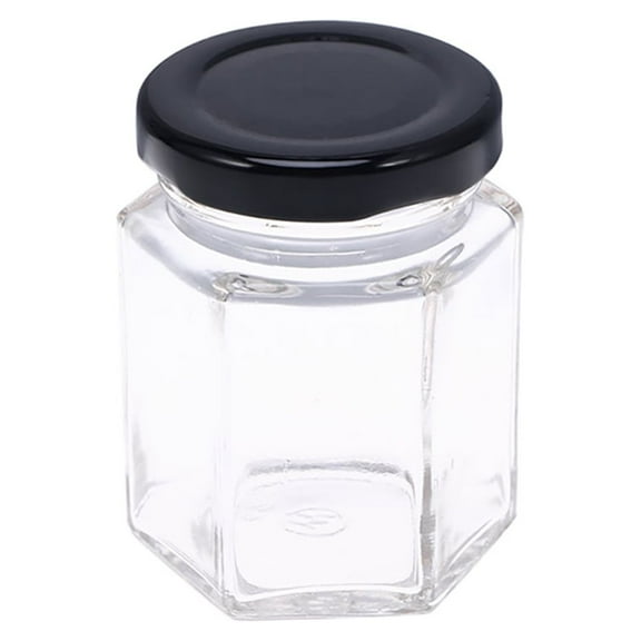 IBASETOY Hexagon Glass Jars Storage Tank Transparent 1Set for Honey Serving
