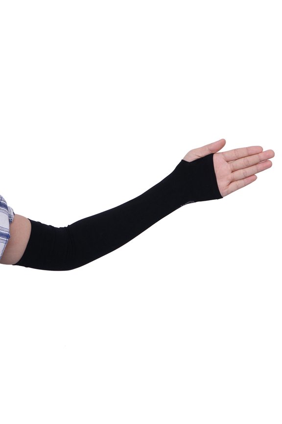 Ice Silk Sunscreen Cuff Arm Sleeves for Sun UV Protection in White Polyester for Cycling and Outdoor Activities