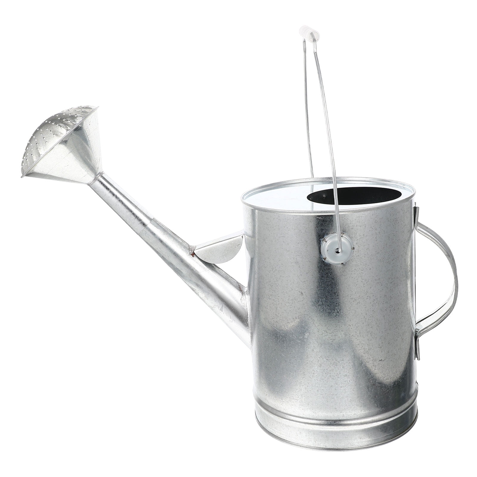 IBASETOY Plated Silver Galvanized Iron Watering Can with Long Spout for Indoor and Outdoor Plants