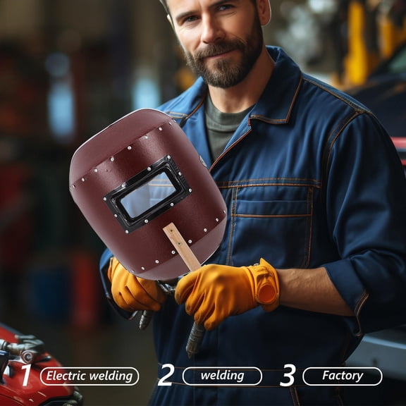 IBASETOY Professional Welding Face Protector with Wood Handle Clear View for Welding