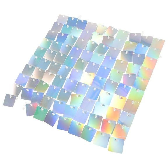IBASETOY Iridescent Sequin Wall Panel Backdrop Plastic Multi Glitter Decoration for Event 1Pack