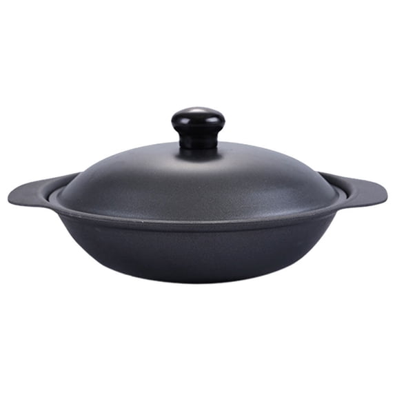 IBASETOY Iron Casserole Black Cast Iron Cooking Pot with Lid for Home Kitchen Use and Braised Dishes