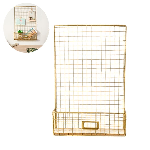 IBASETOY Golden Iron Storage Wall Hanging Rack Grilles for Living Room and Office Decor