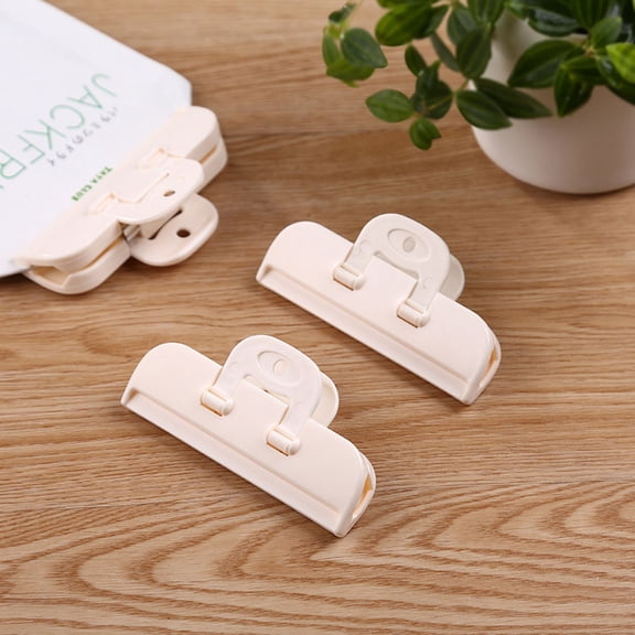 IBASETOY 6Pcs Plastic Food Bag Clips Ivory Color Clamps for Holding and Sealing Bags