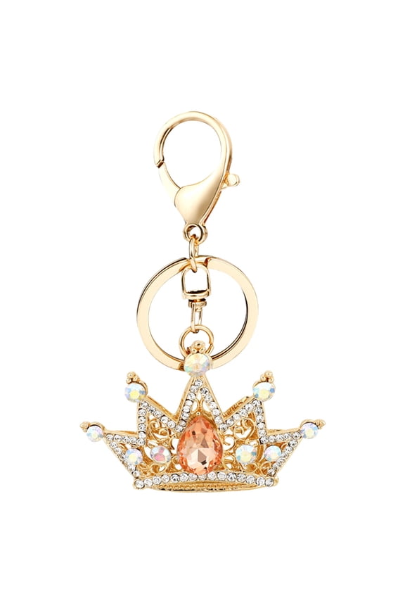 Key Pendant Crown Keychain 1Set Chic Rhinestones Decoration for Daily Use and Women