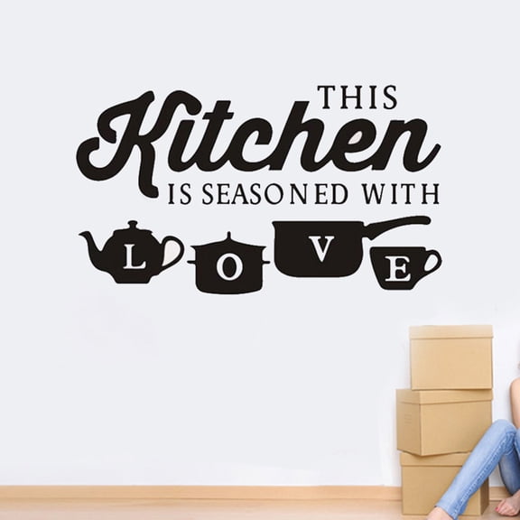 IBASETOY Black Kitchen Wall Art Stickers Made of PVC Material Easy to Apply and Damage Free
