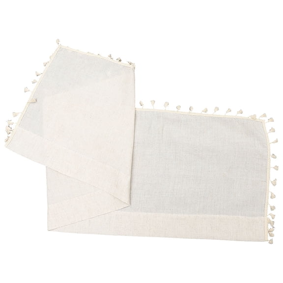 IBASETOY Beige Valance Curtain with Tassel for Kitchen Window Decorative Short Curtain with Breathable Natural Texture