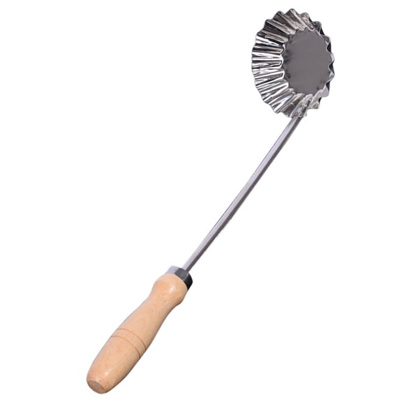 IBASETOY Frying Spoon with Wooden Handle Non Stick Stainless Steel Kitchen Cooking Utensil