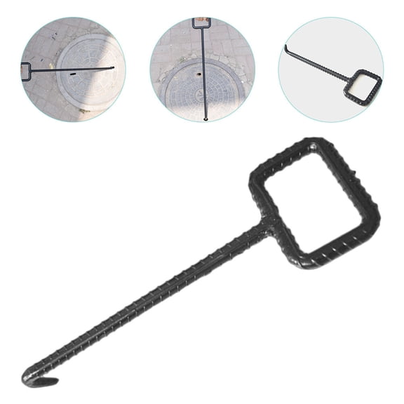 IBASETOY Steel Manhole Hook Black T Shape Heavy Duty Outdoor Lifter Tool with Rust Resistant