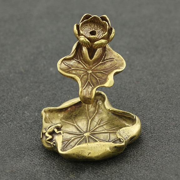 IBASETOY Aromatherapy Holder Incense Burner Copper Backflow Lotus Leaf Design Home Decorations 1Set