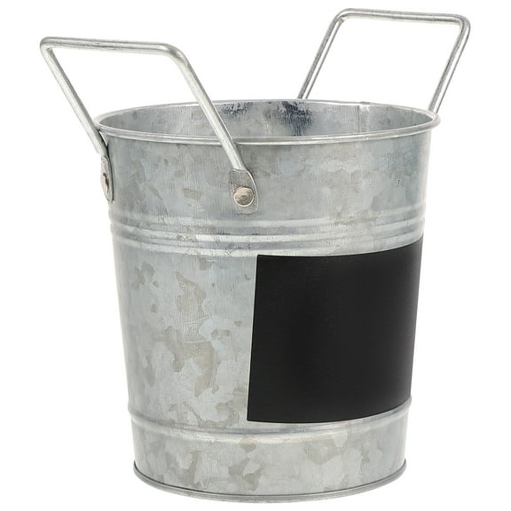 IBASETOY Metal Flower Buckets Galvanized Iron Gardening Planter Bucket Silver for Living Room and Easy to Carry 1Pack