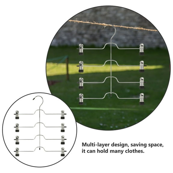 IBASETOY Metal Multi Trouser Hanger with Clips 2pcs Clothes Rack for Organizing Pants Skirts and Socks Space Saving Closet