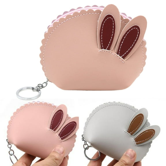 IBASETOY Mini Bunny Keychain Coin Purse for Women with Key Storage 1 PCS