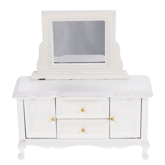 IBASETOY Dollhouse Dresser and Mirror Dressing Table White Plastic 1Pcs