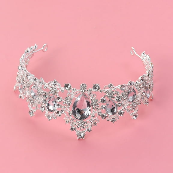 IBASETOY Wedding Bridal Tiara Crown in Silver Crystal Lightweight Royal Hair Accessory