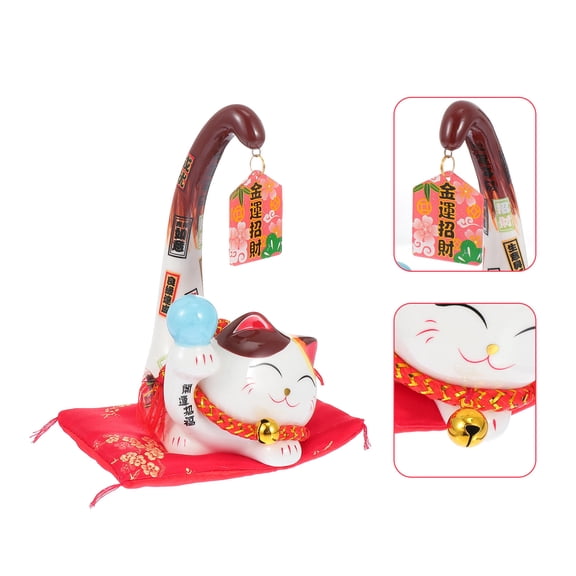 IBASETOY Multi Color Ceramic Cat Figurine for Home Decor Unique Design 7.5x4.5x4.5 Inch