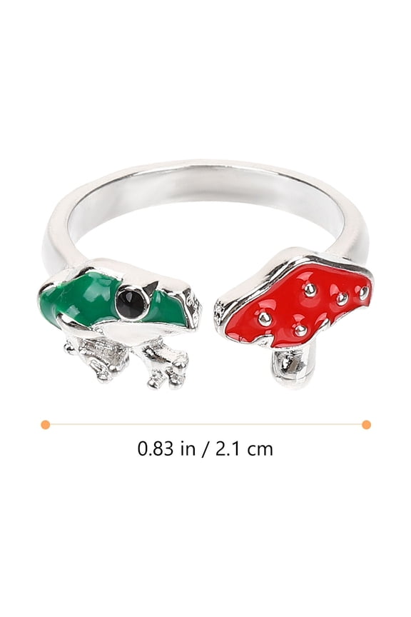 Multi Color Frog Mushroom Ring Adjustable Alloy Jewelry for Decoration Women Teens Size 6.5