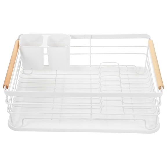 IBASETOY White Metal Dish Drying Rack with Large Capacity and Draining Feature for Kitchen Counter