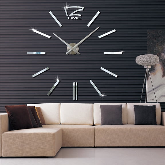 IBASETOY Non Ticking Silent Wall Clock For Home And Office Modern Design Silver 1Pcs