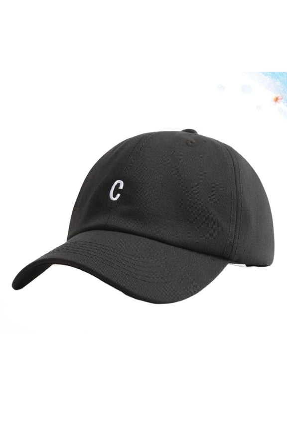 Summer Cotton Baseball Cap Black with Pattern Decor for Adults and Daily Wear
