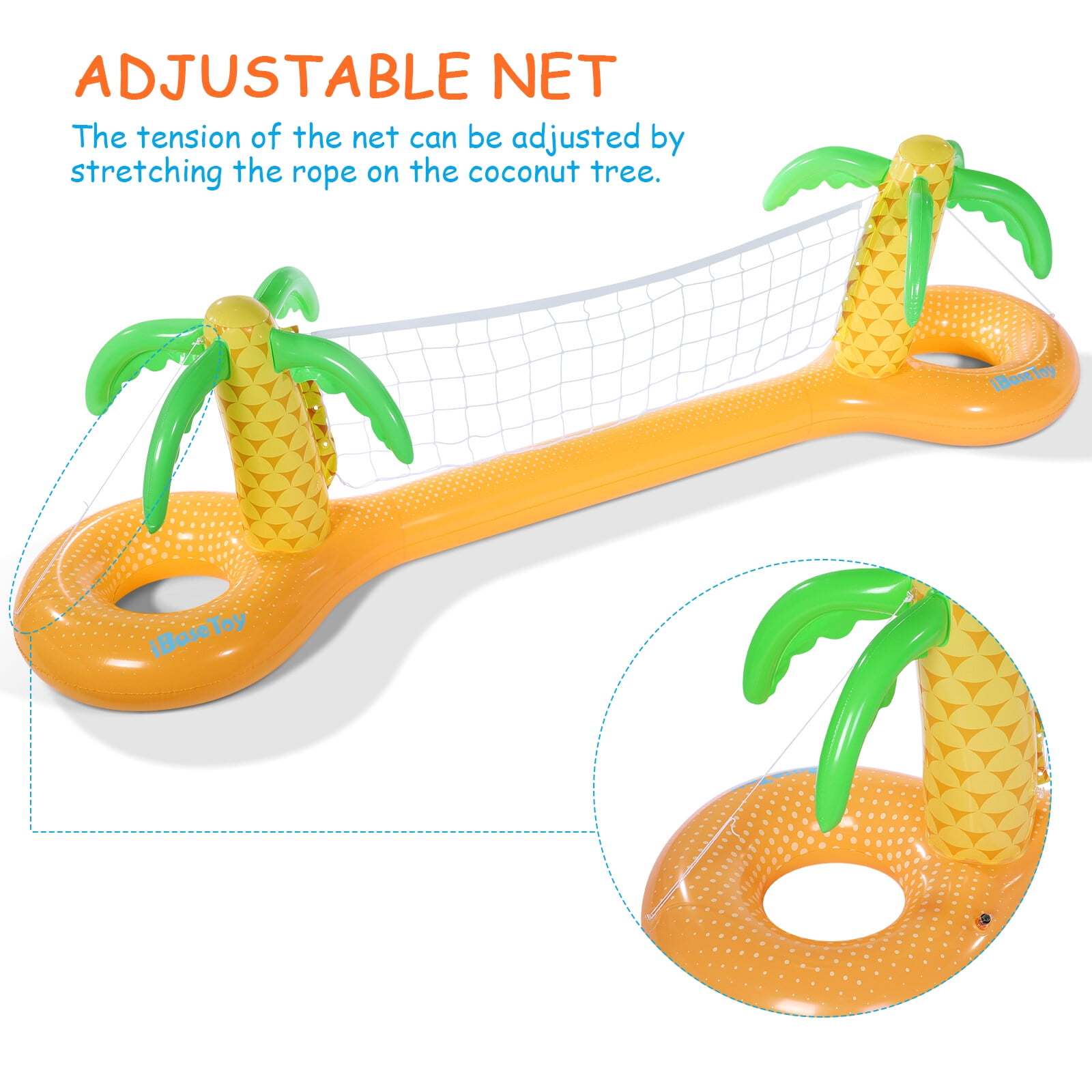 IBASETOY PVC Inflatable Volleyball Game Set Floating Volleyball Net