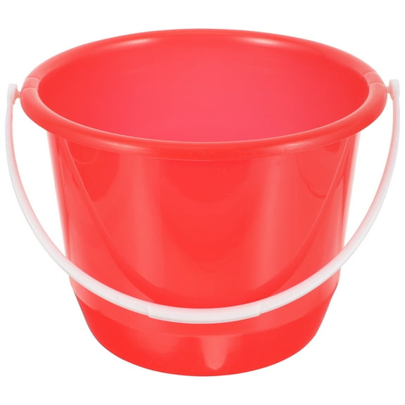 IBASETOY Plastic Water Bucket with Handle Red Portable Multipurpose Bucket for Home