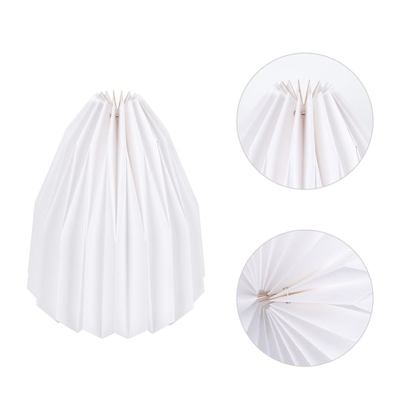 IBASETOY Beige Pleated Paper Lampshade Hanging Light Cover for Home and Dining Room Decor