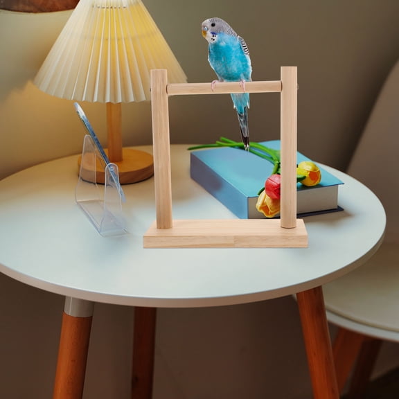 IBASETOY Parrot Training Rack Wooden Light Yellow for Indoor Parrot Stand Playtime 1 PCS