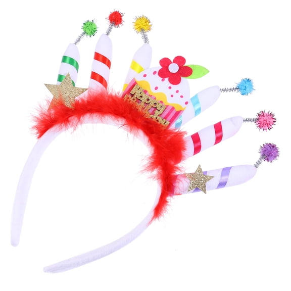 IBASETOY Unique Cake Candle Hairband Party Headband Made of Cloth Comfortable Decorative Hair Accessory