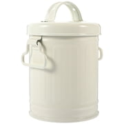 IBASETOY White Metal Storage Bucket with Lid for Desk Pen Holder and Tabletop Trash Can