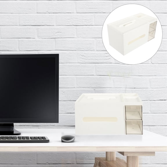 IBASETOY Makeup Organizer and Stationery Holder White Drawer Type Storage Case for Desktop Use