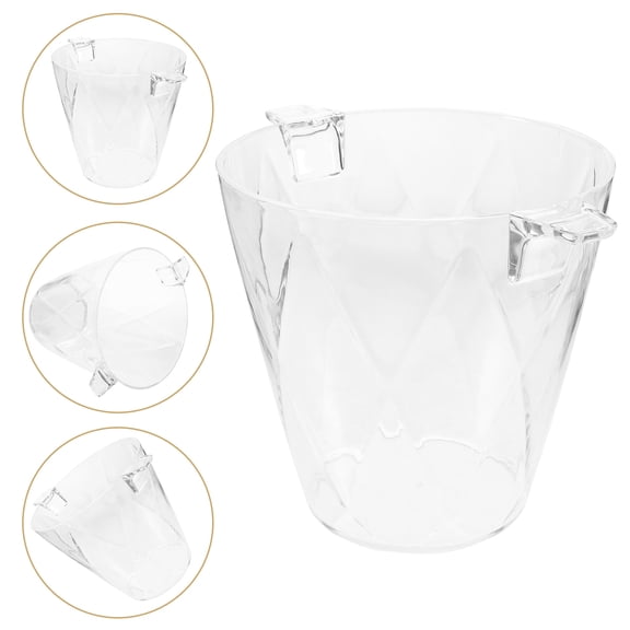IBASETOY Transparent Acrylic Ice Bucket with Handle for Home Bar and Beverage Cooling