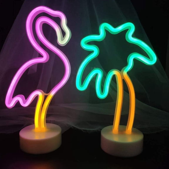 IBASETOY USB Powered Green LED Neon Night Light Coconut Palm Bedside Table Lamp