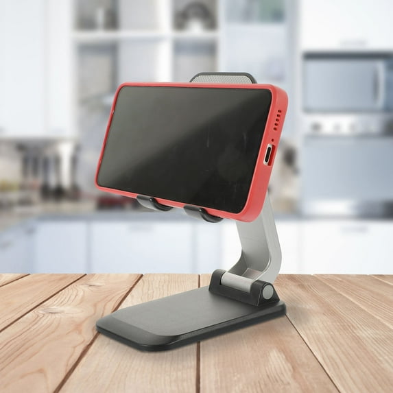 IBASETOY Black Phone Stand for Desk with Adjustable Angle Perfect for Office and Bedside Use