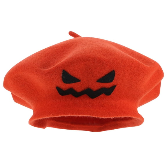 IBASETOY Beret Halloween Classic Party Hat Orange Woolen Cloth 1Pack 10.6x10.6x0.2in