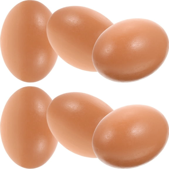 IBASETOY Realistic Faux Eggs for Decorating Craft Plastic Brown Easter Party Supplies 6pcs