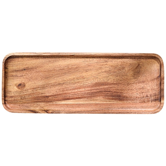 IBASETOY Light Brown Wooden Tea Tray Rectangular Shape for Food Dessert and Drink Serving