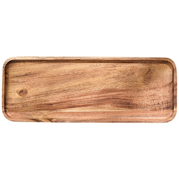 IBASETOY Rectangular Platter Light Brown Acacia Wood Food Serving Kitchen Plate 1Pack