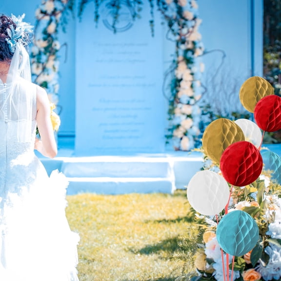 IBASETOY Red Plastic Honeycomb Ball Stand for Party Use, Lightweight and , Easy Assembly, Wedding Decoration